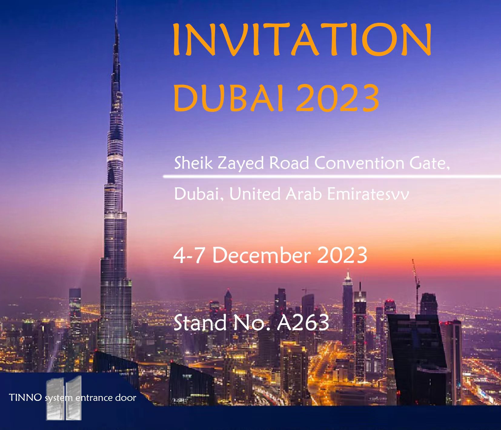 【INVITATION 】DUBAI 4-7 December 2023