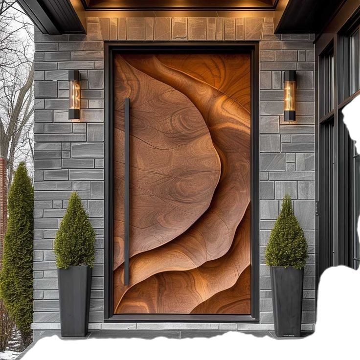 TINNO Leaf Vein Woodworking Entry Door: Integrating Natural Art into the Entrywa