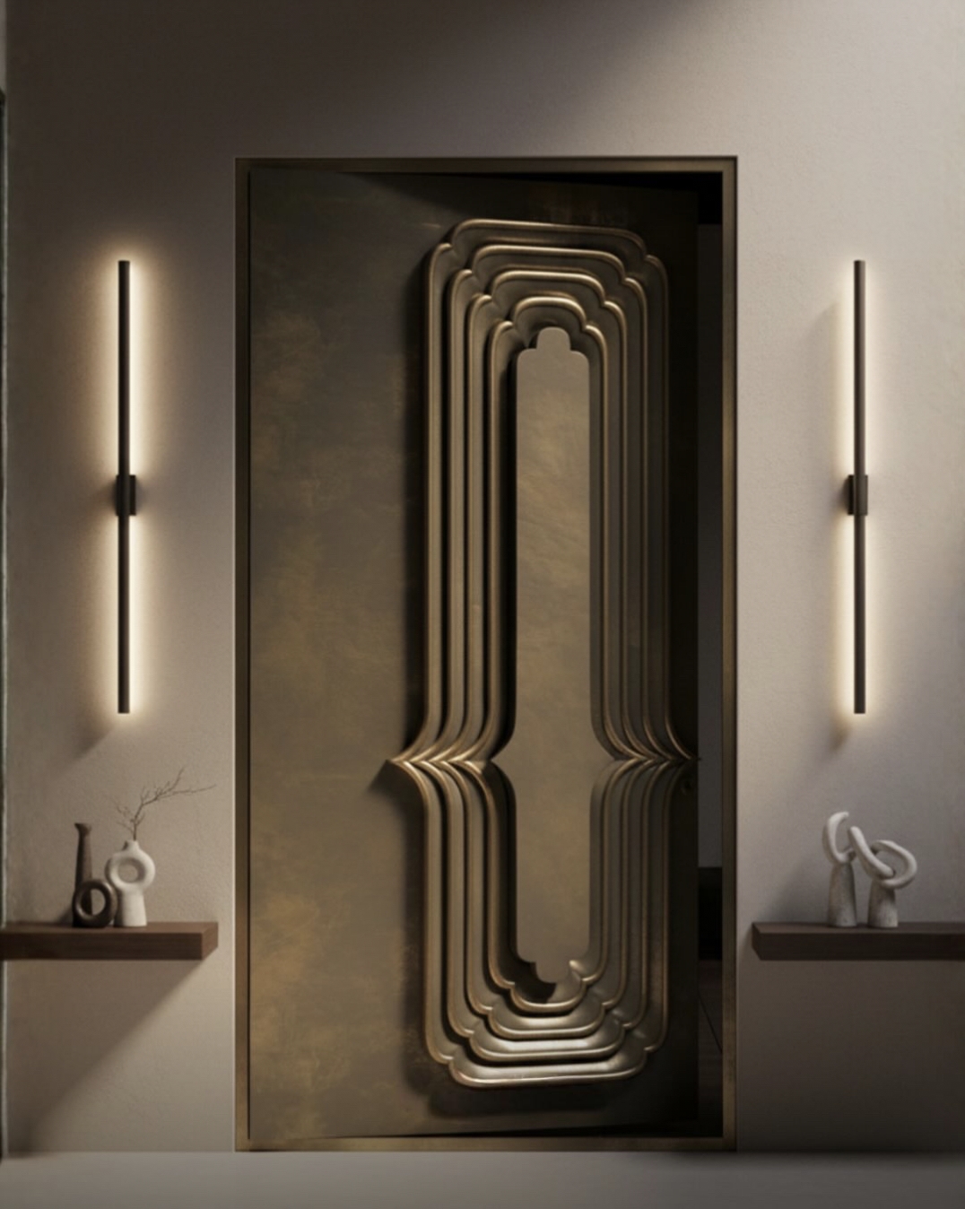 TINNO Art Deco Metal Entry Door: Sculpted Luxury for Your Foyer