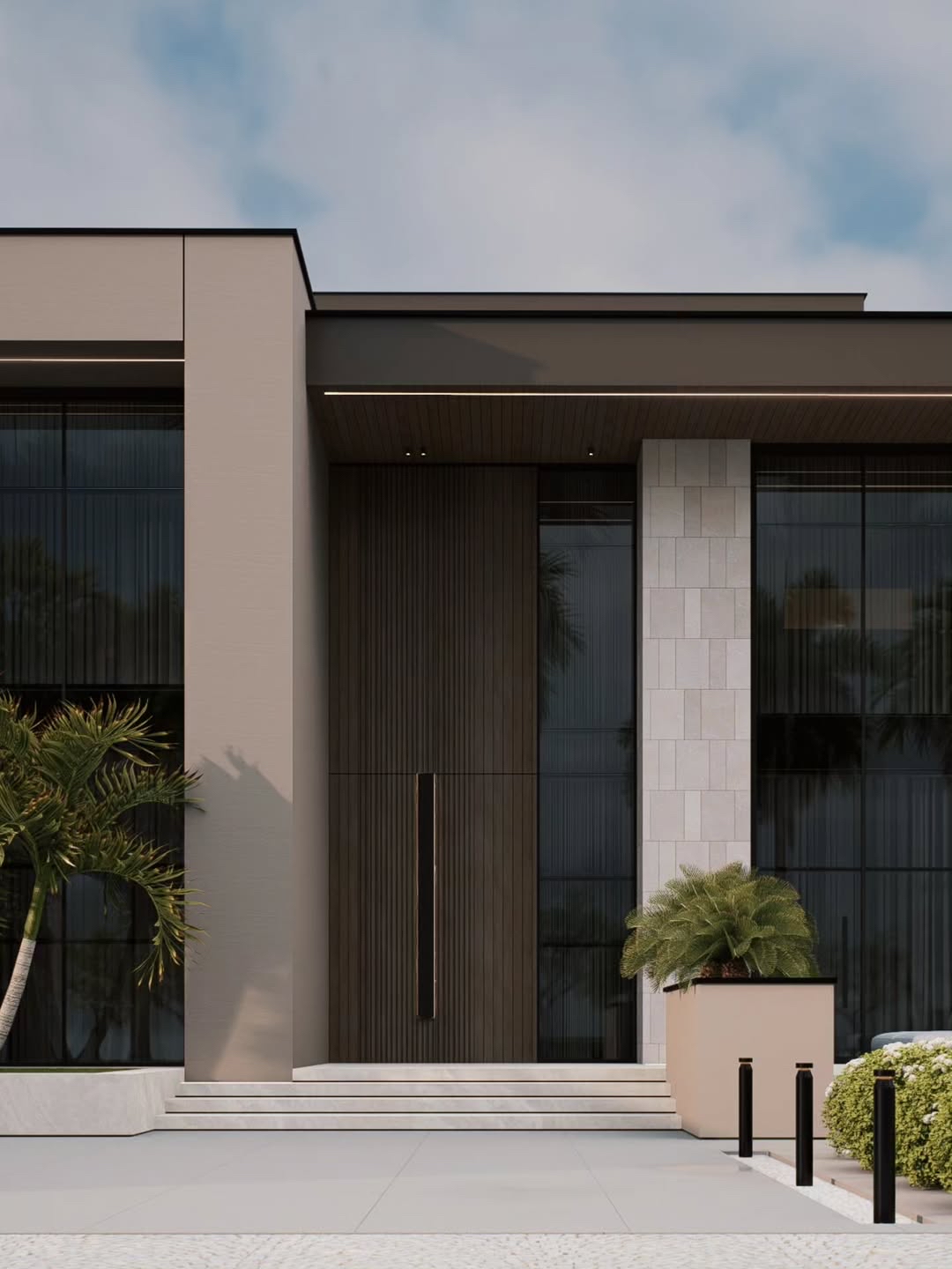 TINNO Modern Fluted Wood Entry Door: Minimalist Grandeur for Luxury Residences