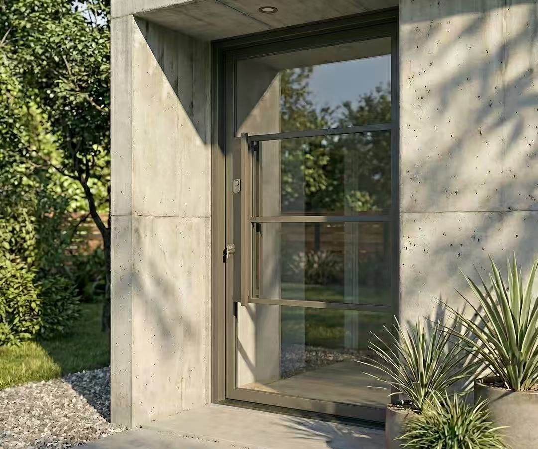 TINNO Minimalist Glass Entry Door: Framing Nature in Modern Simplicity