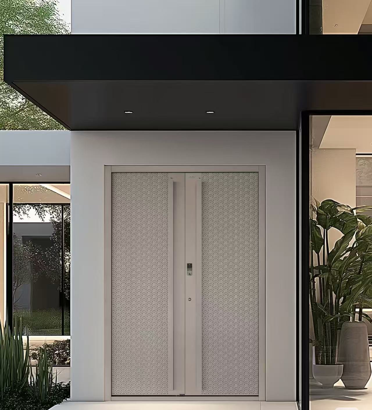 Engrave the minimalist aesthetic into the facade of the grand residence
