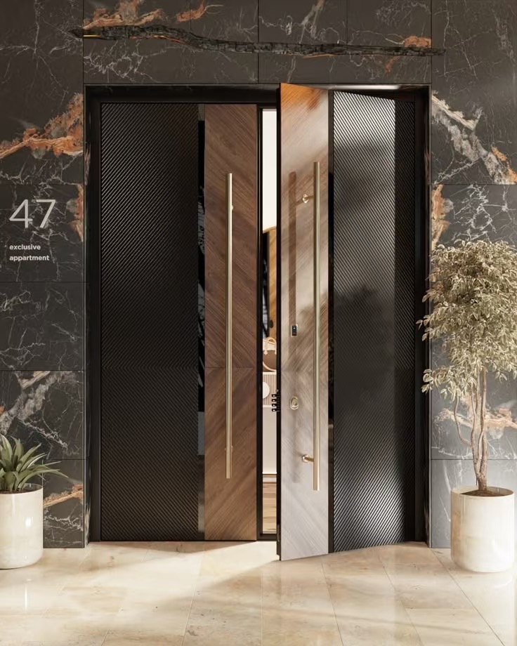 With a single door, define the exterior of contemporary luxury residences.