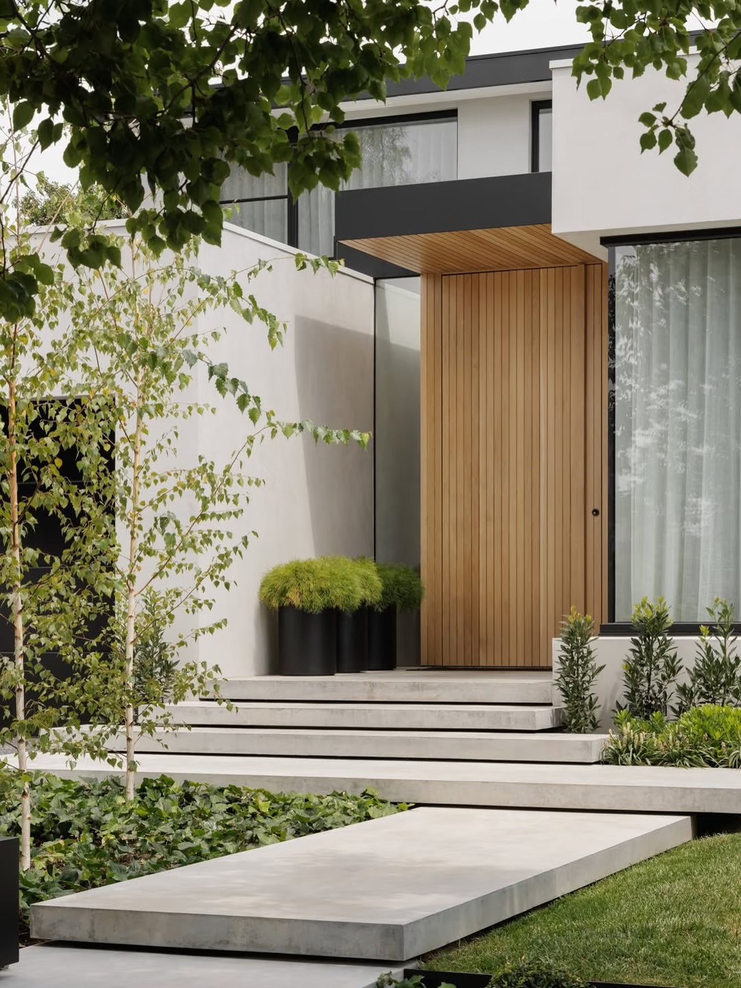 TINNO Vertical Wood Slat Entry Doors | Natural Minimalism for Modern Residences