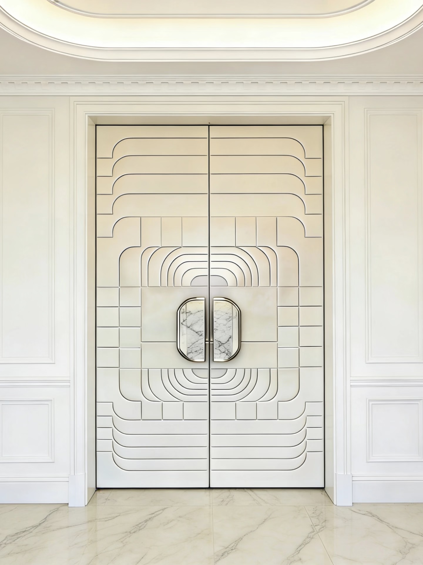 TINNO Art Deco Geometric Entry Doors | Sculpted Luxury for Modern Interiors