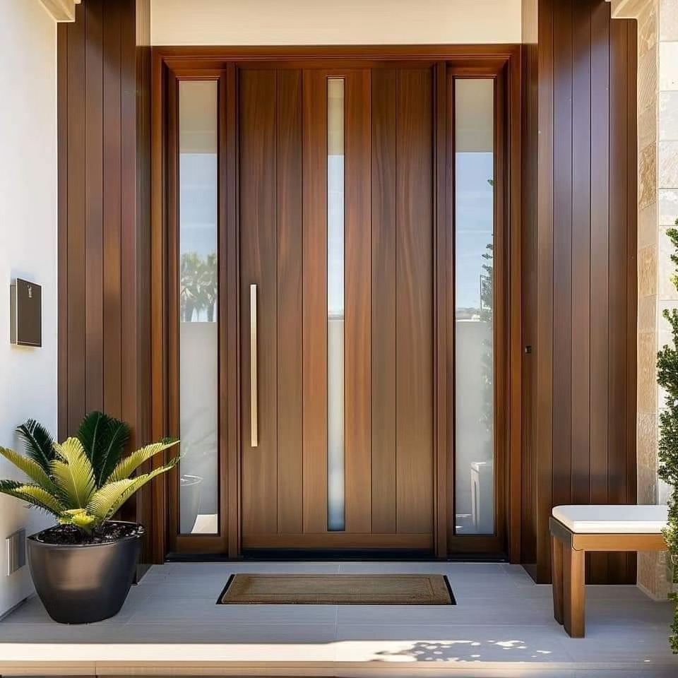 TINNO Vertical Slat Wood Entry Doors | Warm Modern Luxury for Contemporary Homes