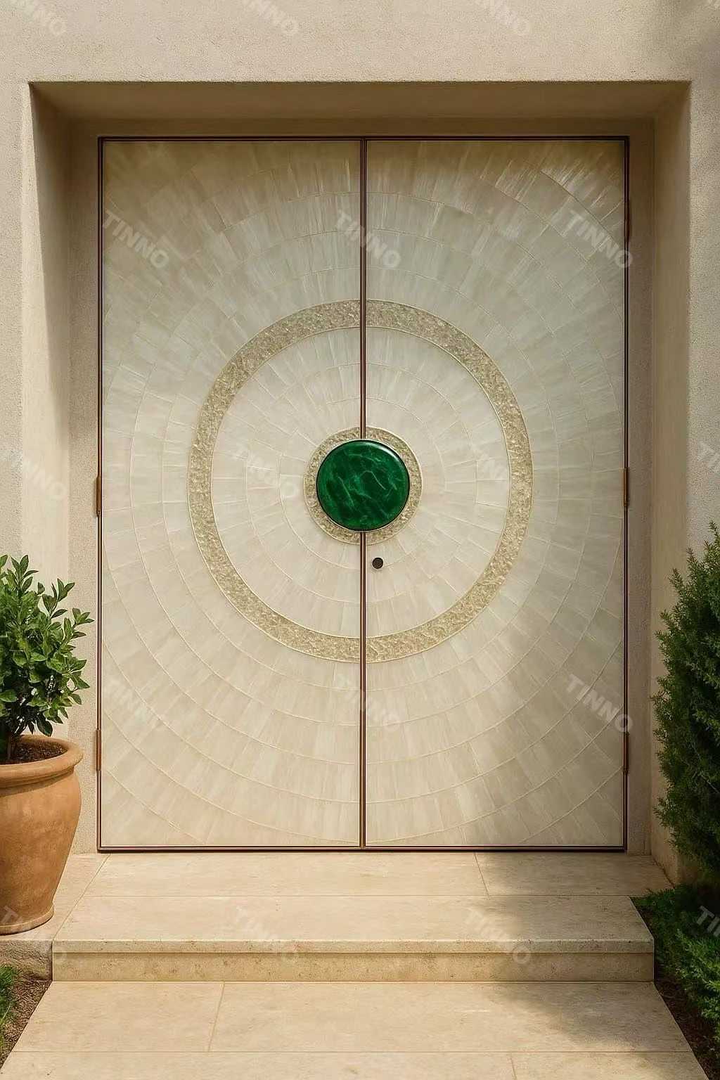 TINNO Mother-of-Pearl & Malachite Double Doors | Artisanal Luxury Entryways