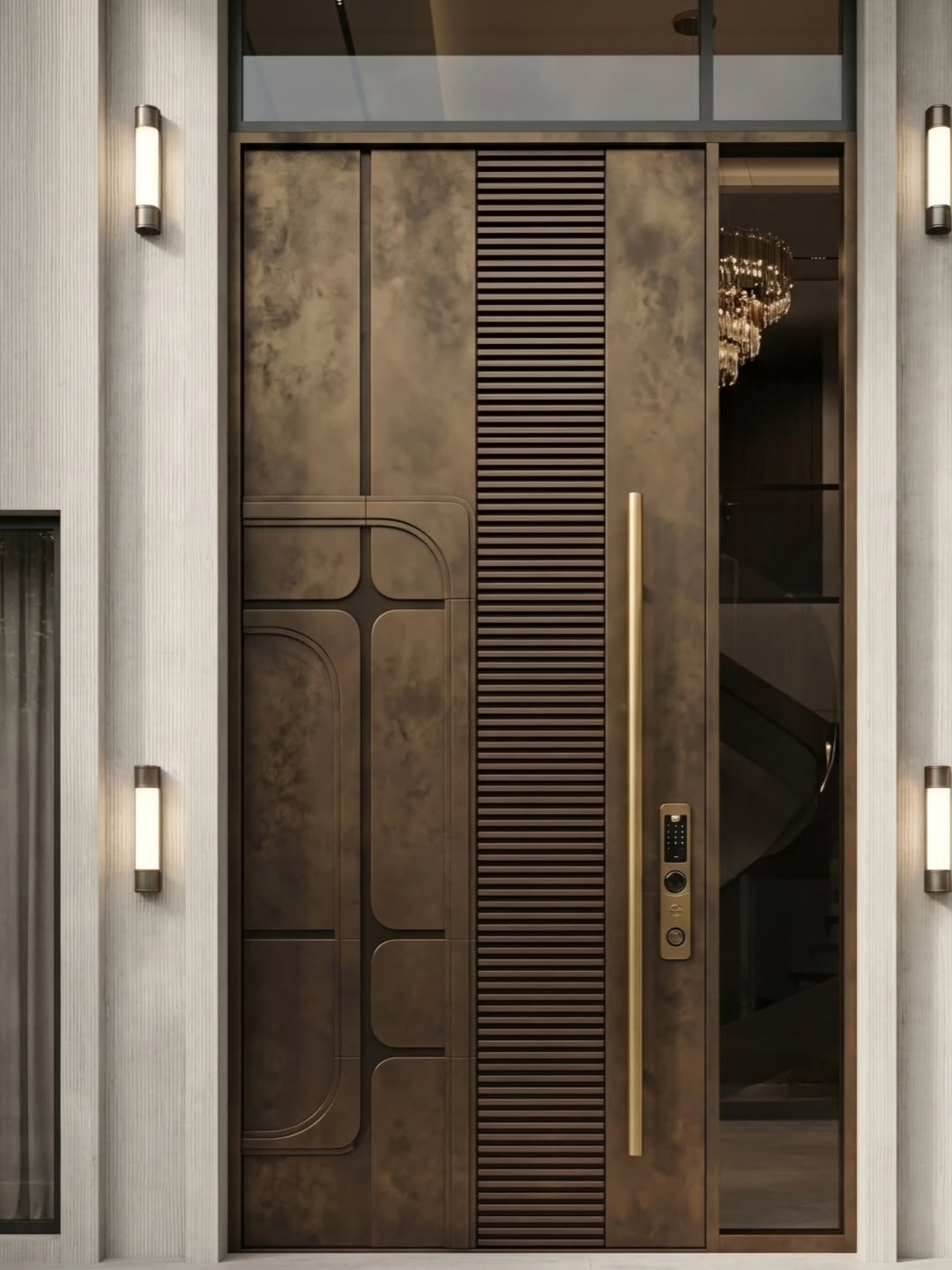 TINNO Patinated Bronze Pivot Door: Art Deco Meets Modern Luxury