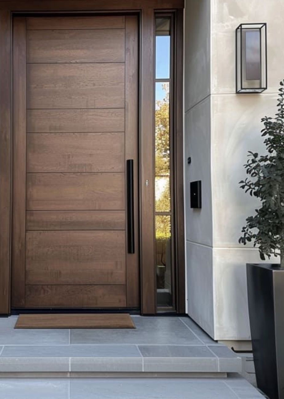 TINNO Vertical Groove Wood Grain System Entry Door, Modern Minimalist Villa Entr