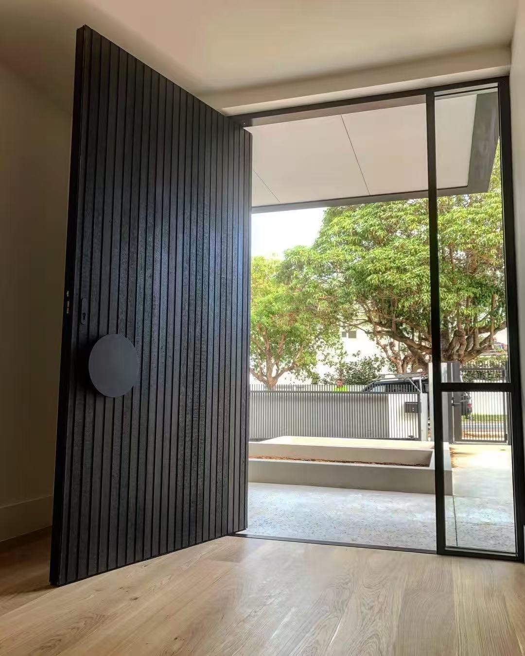 TINNO Vertical Strip Pivot System Entry Door, Modern Minimalist Villa Entry Door
